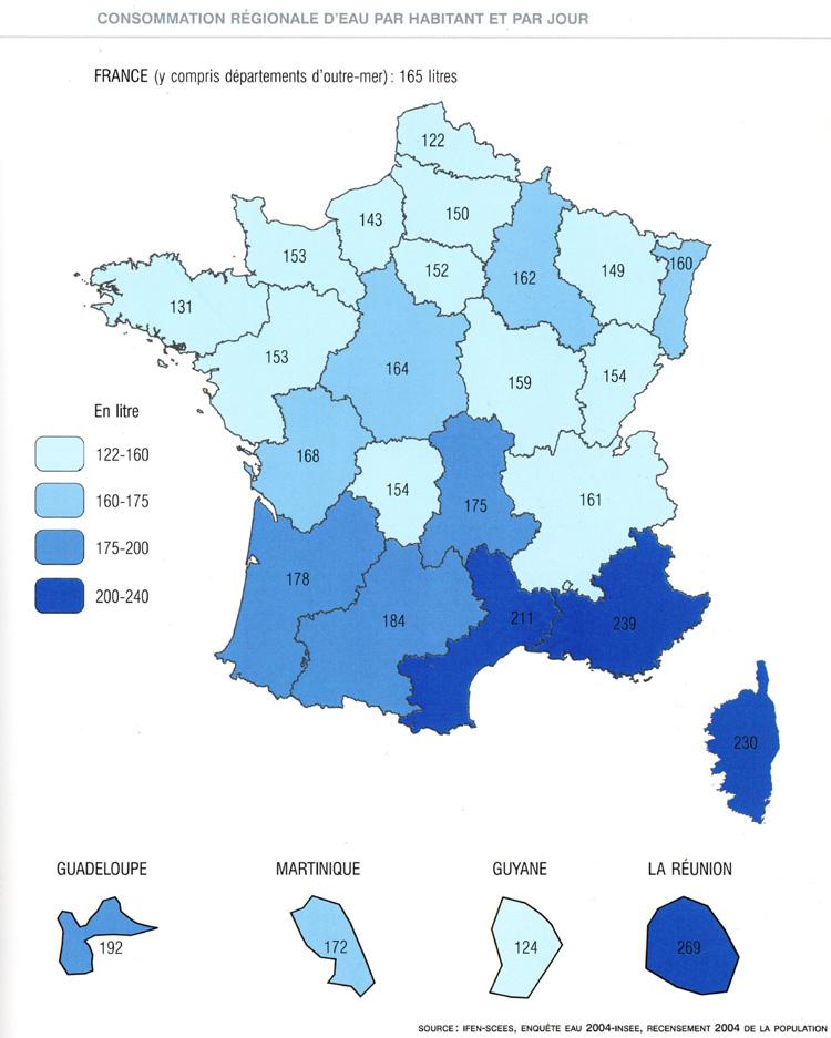 La consommation d'eau en France